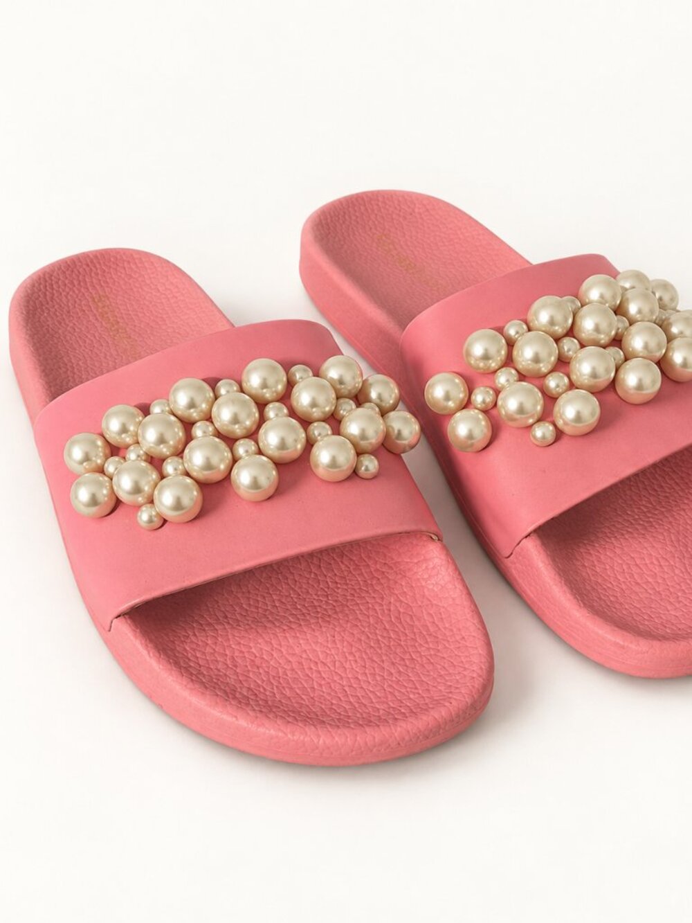 Stuart Weitzman Mellie Pearlstud Jelly Slide Sandals